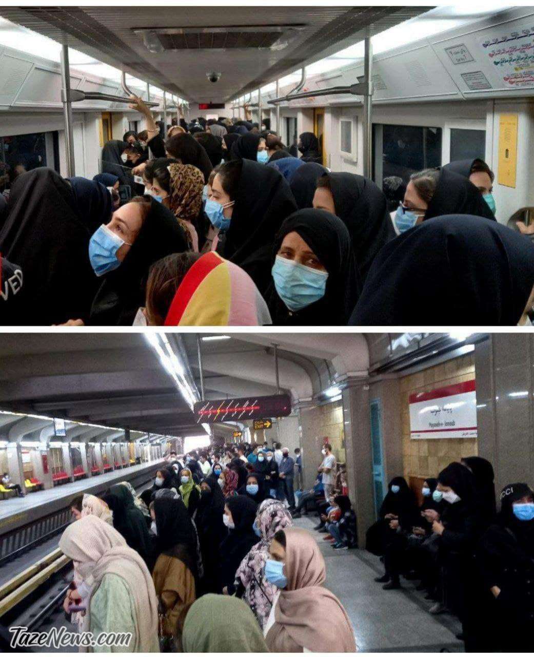 ازدحام جمعیت در متروی تهران