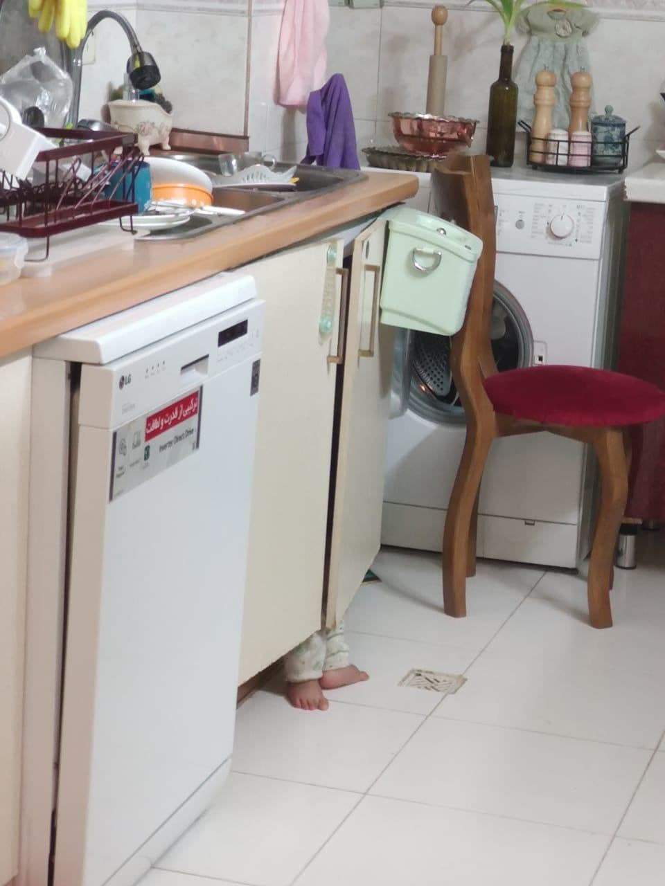 عکس| قایم‌باشک‌بازی عجیب در آشپزخانه!