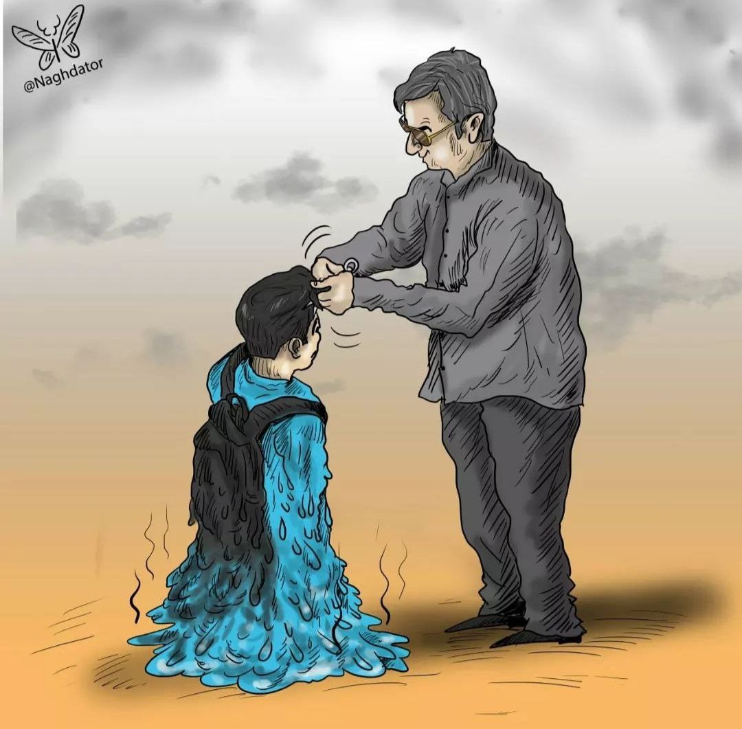 کارتونی درباره قیچی کردن موی دانش‌آموزان