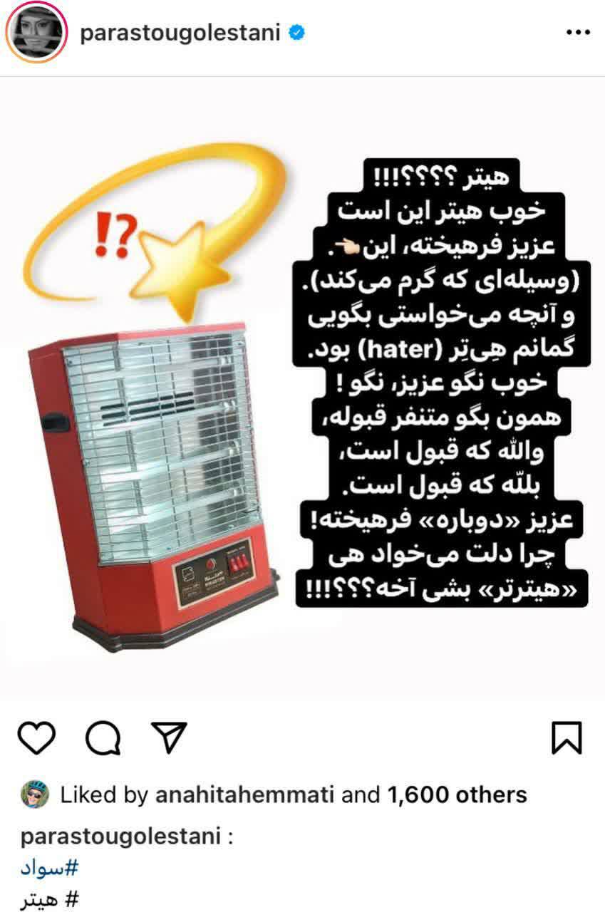 کنایه پرستو گلستانی به بهاره رهنما