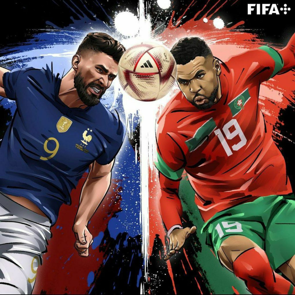 پوستر فیفا برای بازی فرانسه و مراکش