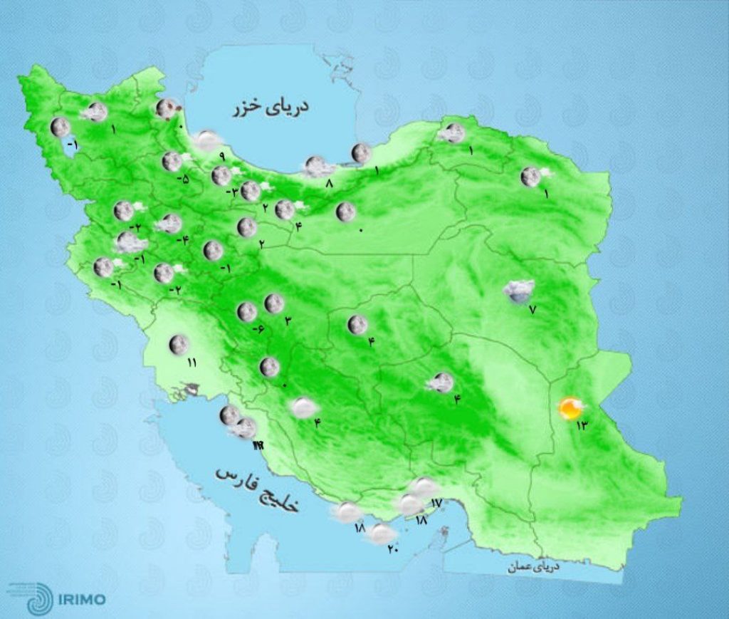 نقشه هواشناسی ایران جمعه 14 بهمن
