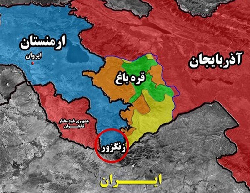 نقشه ایران با آذربایجان و ارمنستان