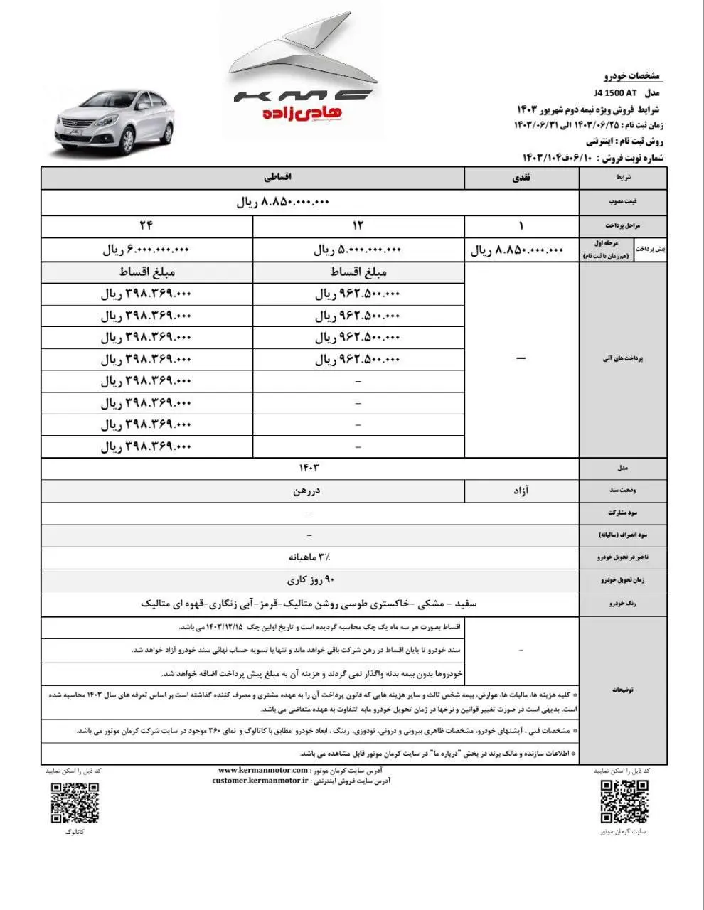 فروش نقد و اقساط کرمان موتور